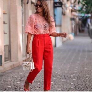 ZARA women’s cropped red dress pants size xa